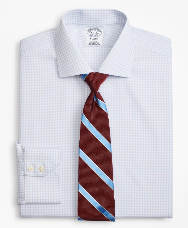 Brooks Brothers Men's Slim Fitted Dress Shirt, Non-iron Two-tone Windowpane