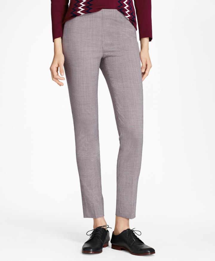 Brooks Brothers Women's Micro-plaid Stretch Wool Slim-fit Pants