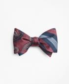 Brooks Brothers Men's Alternating Ground Stripe With Paisley Reversible Bow Tie