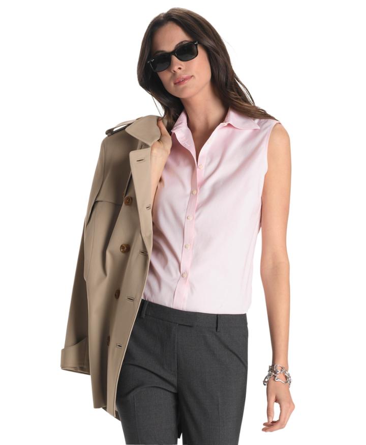 Brooks Brothers Women's Petite Non-iron Tailored-fit Sleeveless Dress Shirt