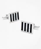 Brooks Brothers Men's Onyx And Mother-of-pearl Silver Cuff Links