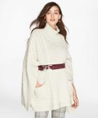 Brooks Brothers Mixed-stitch Wool-cashmere Turtleneck Poncho