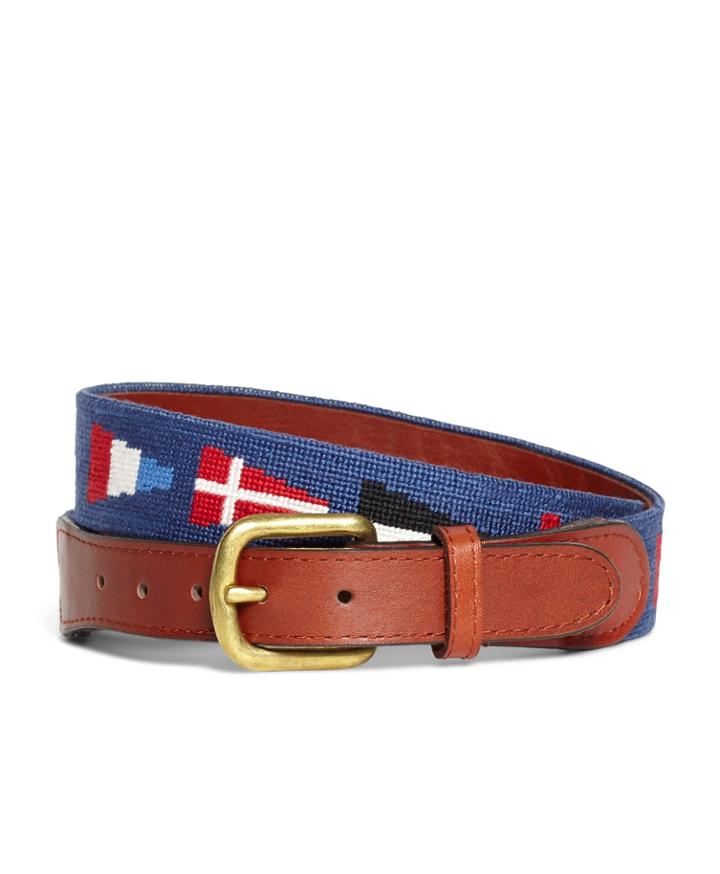 Brooks Brothers Men's Nautical Flag Needlepoint Belt