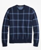 Brooks Brothers Men's Merino Wool Windowpane Crewneck Sweater