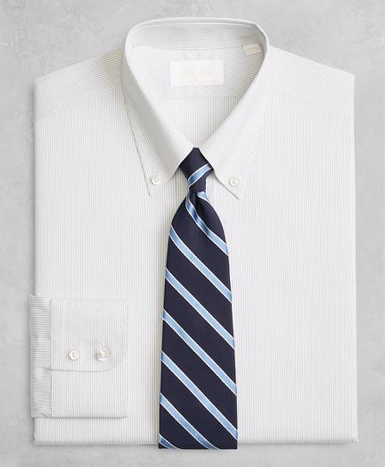 Brooks Brothers Golden Fleece Regent Fitted Dress Shirt, Button-down Collar Black Micro-stripe