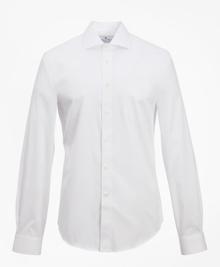 Brooks Brothers Men's Slim Fitted Dress Shirt, Performance Non-iron With Coolmax, English Spread Collar Broadcloth