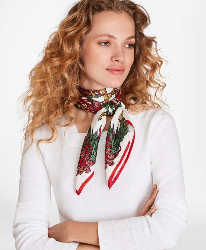 Brooks Brothers Women's Bamboo-print Silk Square Scarf