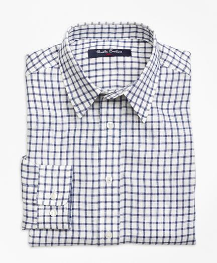 Brooks Brothers Irish Linen Mini Check Sport Shirt