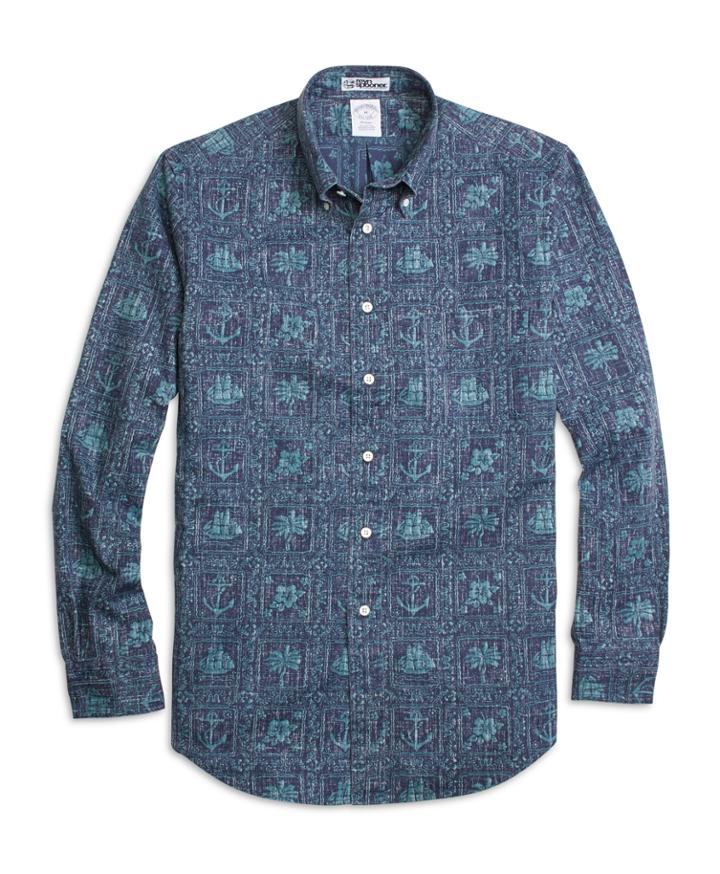 Brooks Brothers Men's Regent Fit Nautical Print Sport Shirt