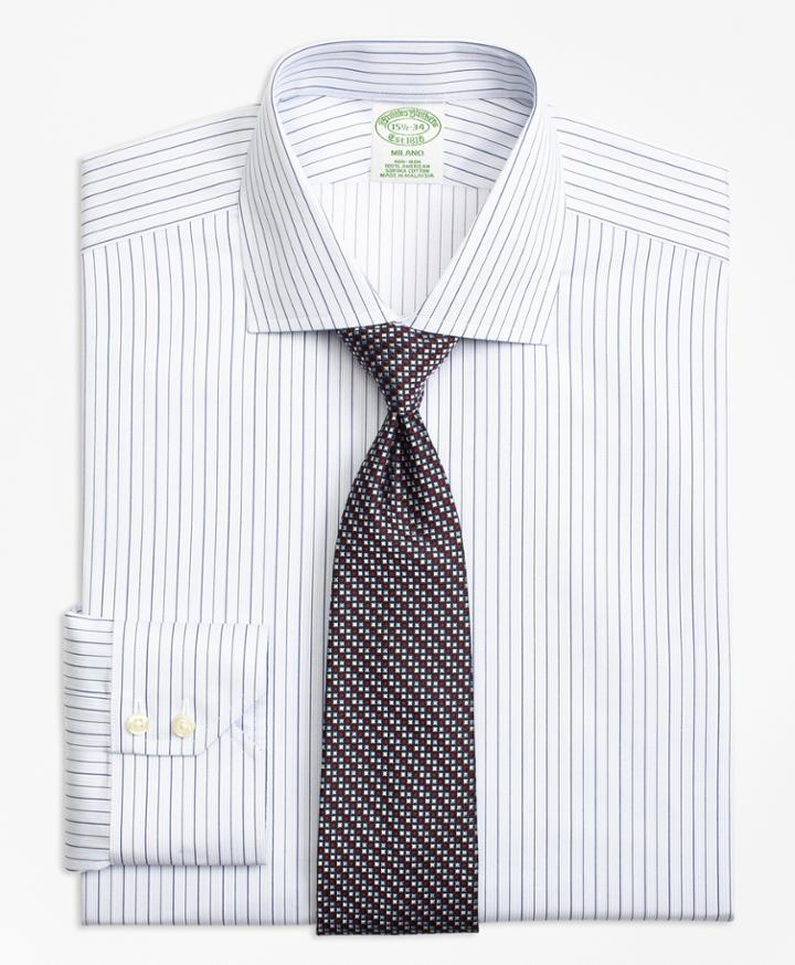 Brooks Brothers Men's Non-iron Extra Slim Fit Framed Music Stripe Dress Shirt
