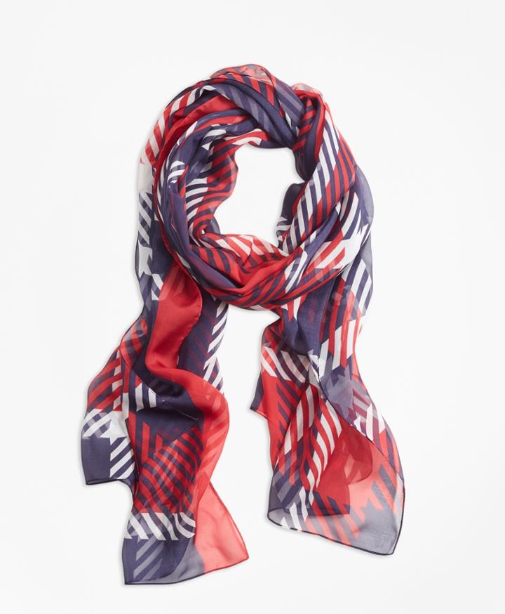 Brooks Brothers Women's Plaid-print Silk Chiffon Oblong Scarf