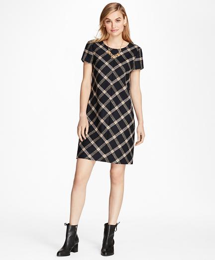 Brooks Brothers Windowpane Wool Boucle Shift Dress