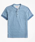 Brooks Brothers Men's Indigo Feeder-stripe Short-sleeve Henley
