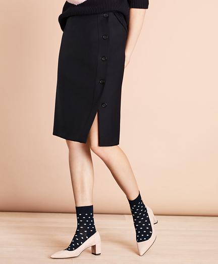 Brooks Brothers Wool-blend Crepe Wrap Skirt