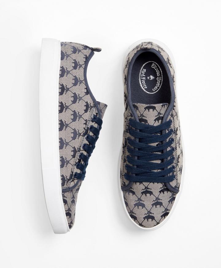 Brooks Brothers Women's Leather-trimmed Logo Jacquard Sneakers