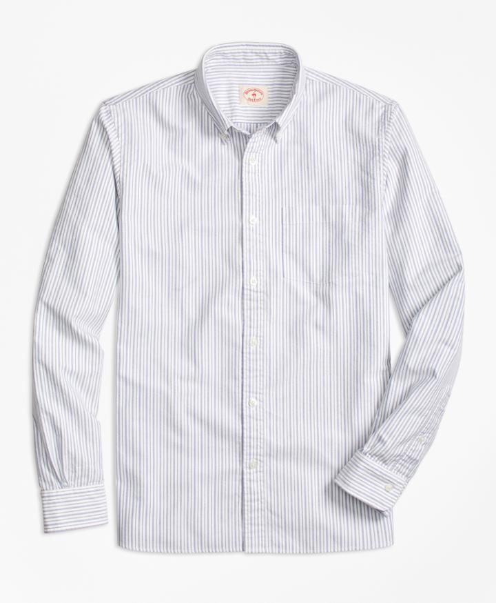 Brooks Brothers Men's Striped Oxford Cotton Sport Shirt