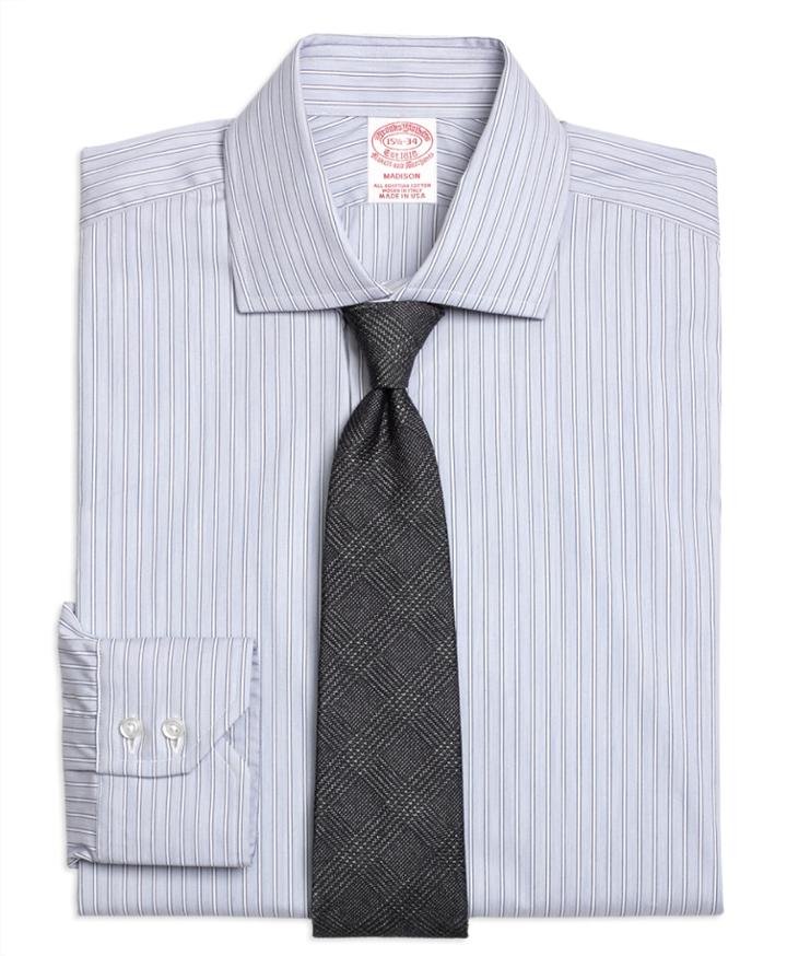 Brooks Brothers Men's Regular Fit Classic-fit Dress Shirt, Heathered Frame Stripe