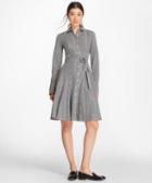 Brooks Brothers Checked Cotton Poplin Godet Shirt Dress