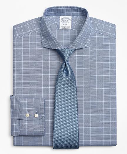 Brooks Brothers Stretch Regent Fitted Dress Shirt, Non-iron Royal Oxford Glen Plaid
