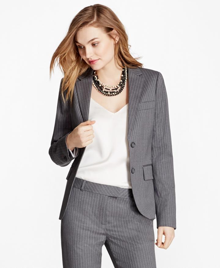 Brooks Brothers Women's Pinstripe Stretch Wool Two-button Jacket