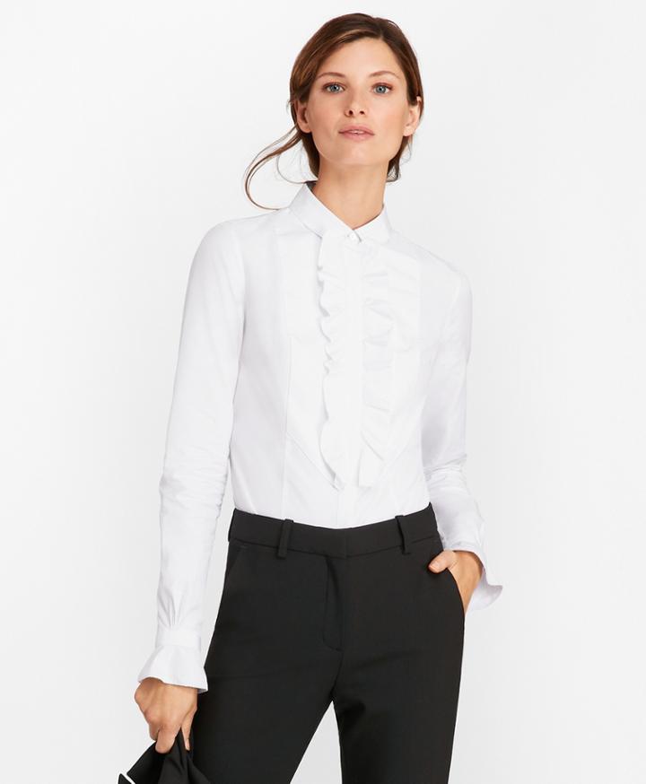 Brooks Brothers Women's Tailored-fit Cotton Dobby Tuxedo Shirt