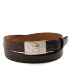 Brooks Brothers Cordovan Belt With Rectangular Etched Buckle