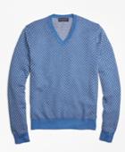 Brooks Brothers Men's Supima Cotton Cashmere Jacquard V-neck Sweater