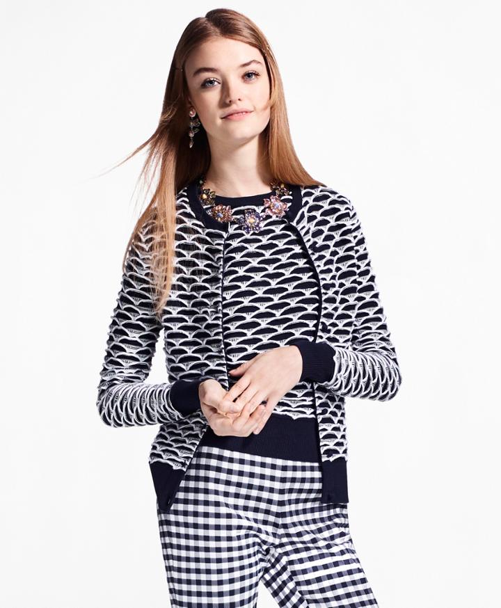 Brooks Brothers Women's Geometric Cotton Cardigan