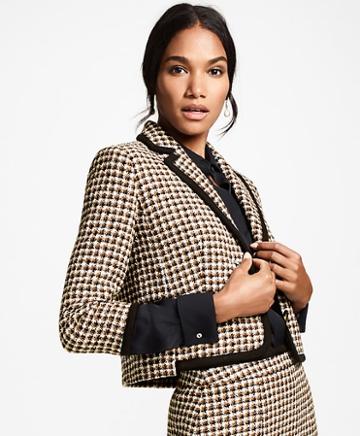 Brooks Brothers Petite Checked Tweed Cropped Jacket