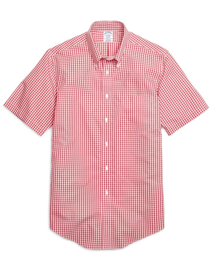 Brooks Brothers Men's Non-iron Regent Fit Gingham Short-sleeve Sport Shirt