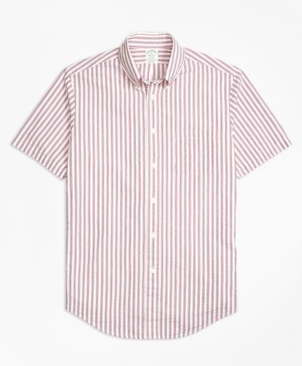 Brooks Brothers Milano Fit Triple Stripe Seersucker Short-sleeve Sport Shirt