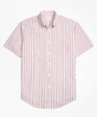 Brooks Brothers Milano Fit Triple Stripe Seersucker Short-sleeve Sport Shirt
