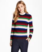 Brooks Brothers Women's Striped Rib-knit Merino Wool Sweater