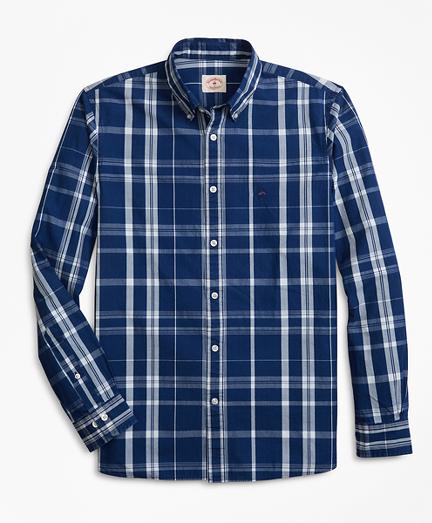 Brooks Brothers Indigo-dyed Plaid Cotton Broadcloth Sport Shirt