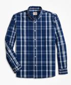 Brooks Brothers Indigo-dyed Plaid Cotton Broadcloth Sport Shirt