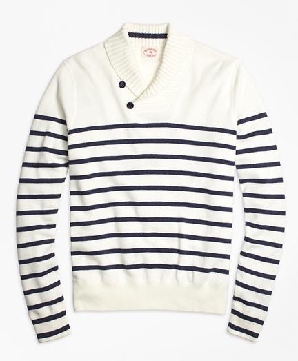 Brooks Brothers Nautical Stripe Shawl Collar Sweater