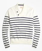 Brooks Brothers Nautical Stripe Shawl Collar Sweater
