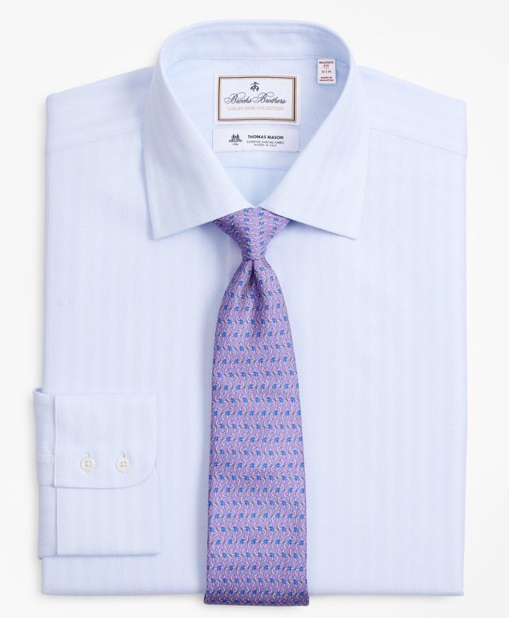 Brooks Brothers Men's Luxury Collection Regular Fit Classic-fit Dress Shirt, Franklin Spread Collar Stripe