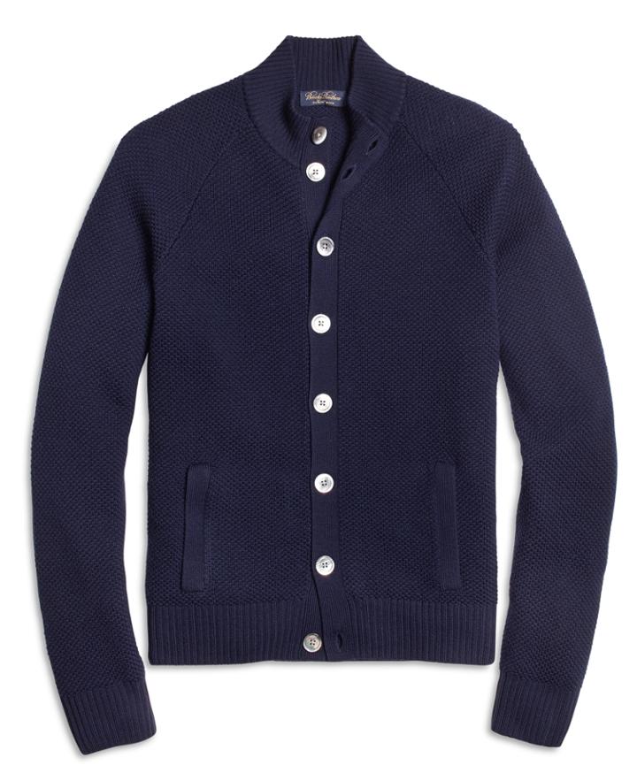 Brooks Brothers Men's Saxxon Wool Mockneck Cardigan