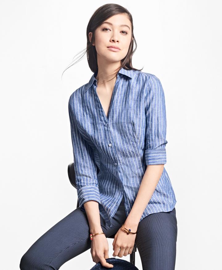 Brooks Brothers Women's Striped Linen Shirt