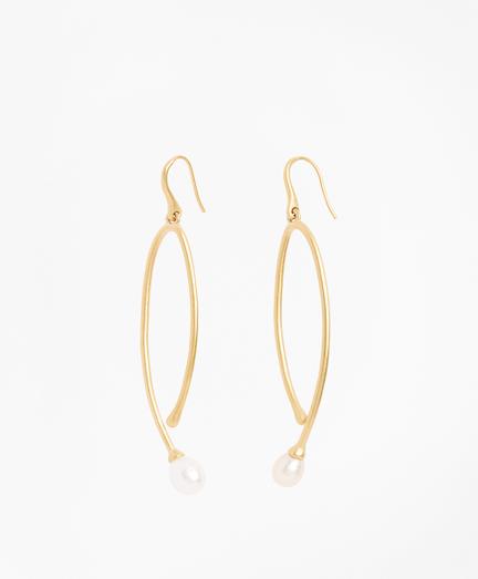 Brooks Brothers Freshwater Pearl Gold-plated  Long Drop Earrings
