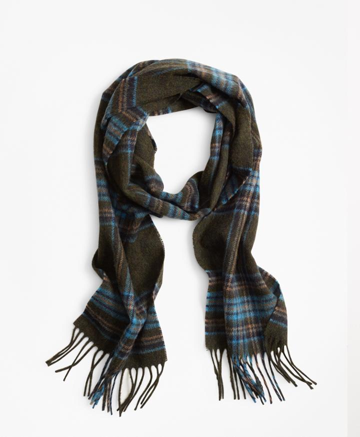 Brooks Brothers Men's Blue Plaid Scarf