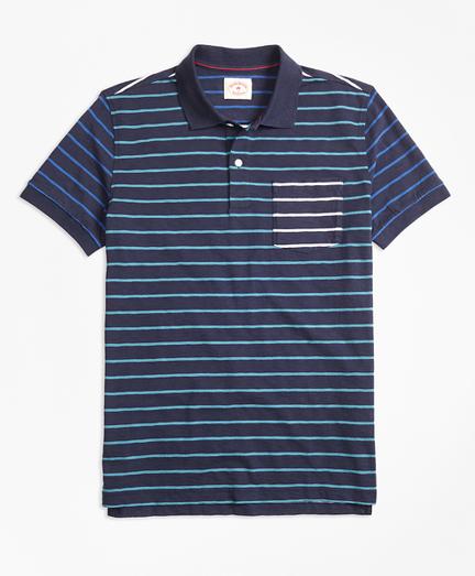 Brooks Brothers Stripe Slub Cotton Fun Polo Shirt