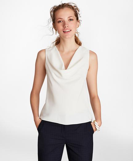 Brooks Brothers Crepe Cowl-neck Blouse