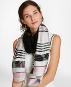 Brooks Brothers Women's Pleated Sheer Stripe Silk Oblong Scarf