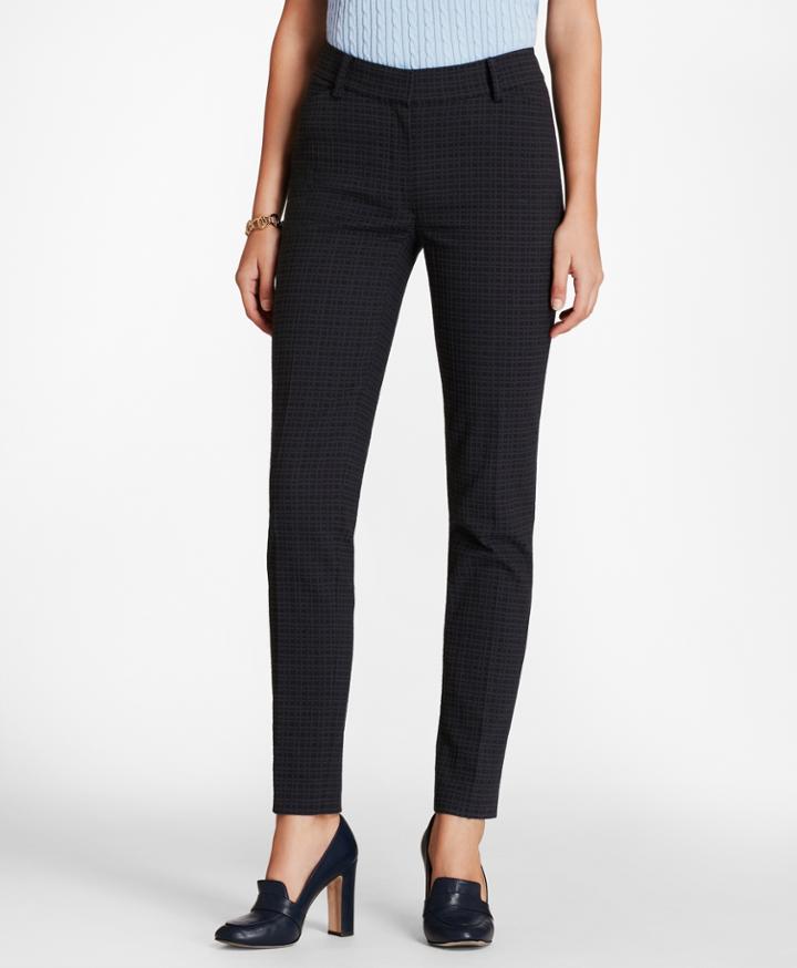 Brooks Brothers Women's Petite Plaid Stretch-cotton Jacquard Ankle Pants