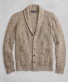 Brooks Brothers Golden Fleece 3-d Knit Marled Alpaca-blend Shawl-collar Cardigan
