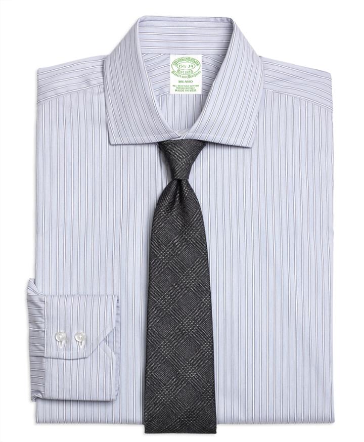 Brooks Brothers Men's Extra Slim Fit Slim-fit Dress Shirt, Heathered Frame Stripe