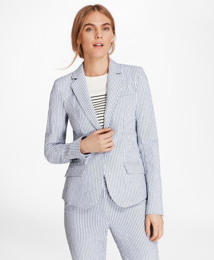 Brooks Brothers Women's Striped Stretch Cotton Seersucker Jacket