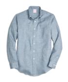 Brooks Brothers Men's Madison Fit Check Linen Sport Shirt